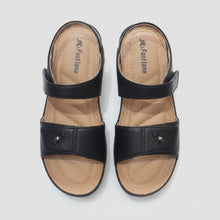Load image into Gallery viewer, Pair of black sandals with 'Fastlane' branding on a gray surface
