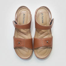 Load image into Gallery viewer, Pair of brown sandals with 'Fastlane' branding on a gray surface