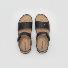 Load image into Gallery viewer, Pair of black sandals with 'Fastlane' branding on a gray surface