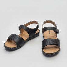 Load image into Gallery viewer, Pair of black sandals with 'Fastlane' branding on a gray surface