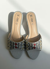 Load image into Gallery viewer, Pair of embellished slides on a concrete floor

