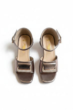 Load image into Gallery viewer, Pair of women's sandals with rhinestone straps on a gray surface
